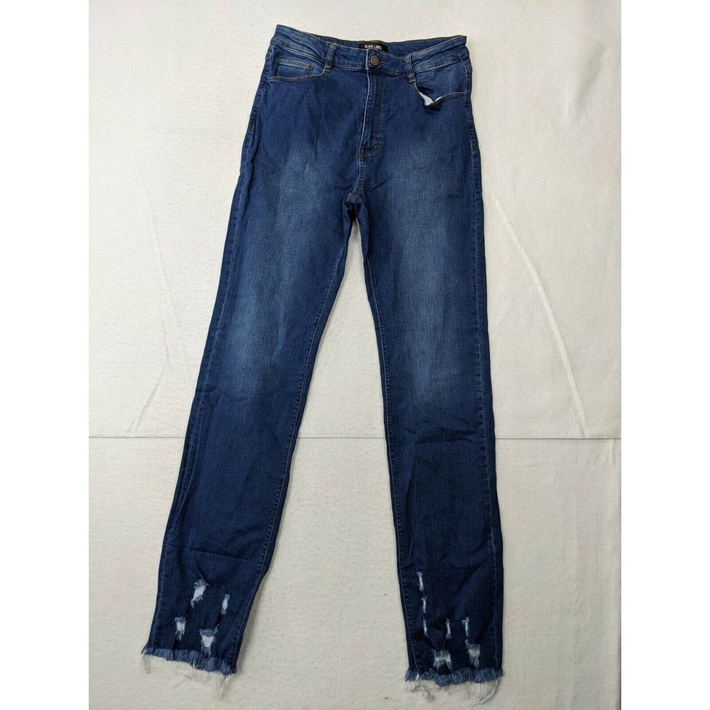 Black Label Cest Toi Womens Jeans Sz 13 Cotton Blend Blue Distressed